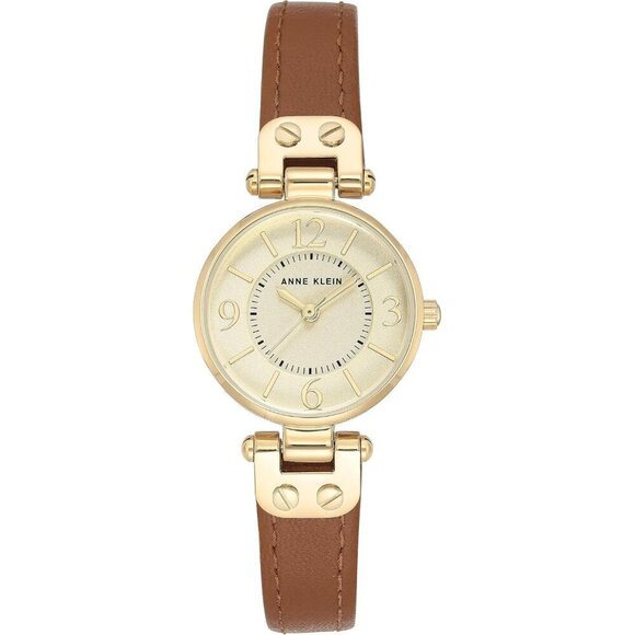 ✨ Anne Klein Strap Watch Women Brown Leather Mineral Crystal buckle Watch - Picture 1 of 4
